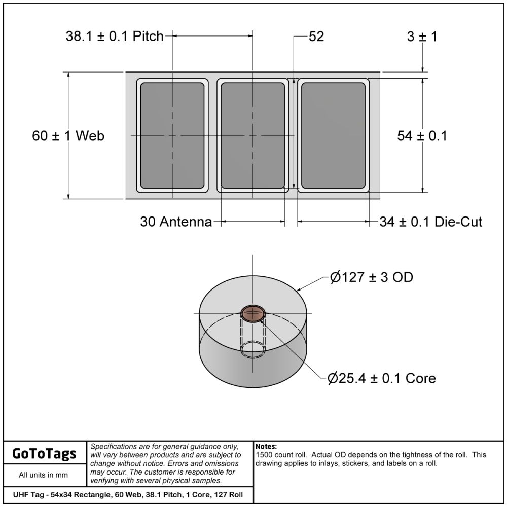 Buy Arizon AZ-GR7E Direct Thermal UHF RFID Label - M730 - 54 x 34